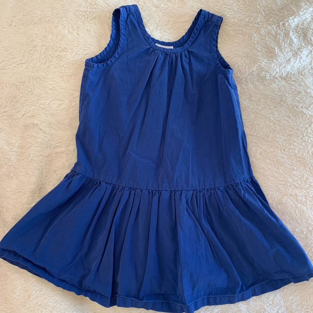 Hanna Andersson blue cotton tunic short dress size 120 6-7